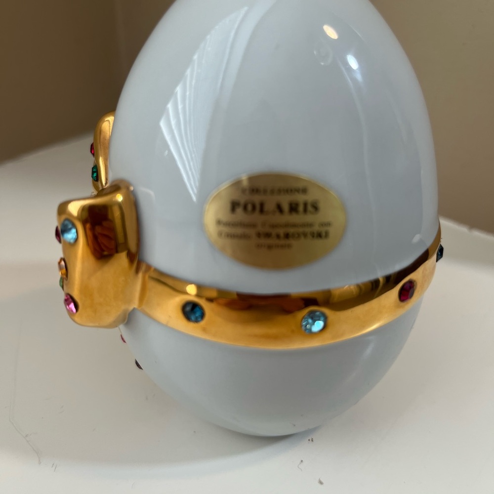 Capodimonte Polaris Egg Figurine with Swarovski Crystals, 24K Gold - Picture 16 of 16